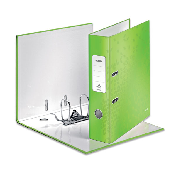 Mape-reģistrs LEITZ WOW 180°, A4 formāts, 80 mm, zaļā krāsā