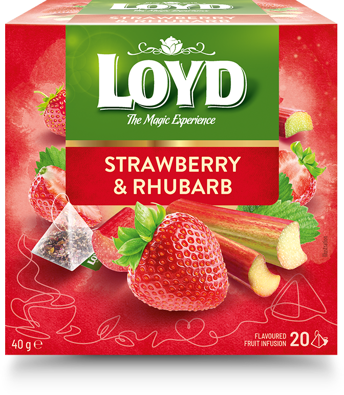 Augļu tēja LOYD Pyramids ar zemeņu un rabarberu garšu, 20x2 g