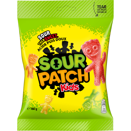 Sour Patch Kids Jaukto augļu garšas želejkonfektes ar skābo cukura apvalku 160g