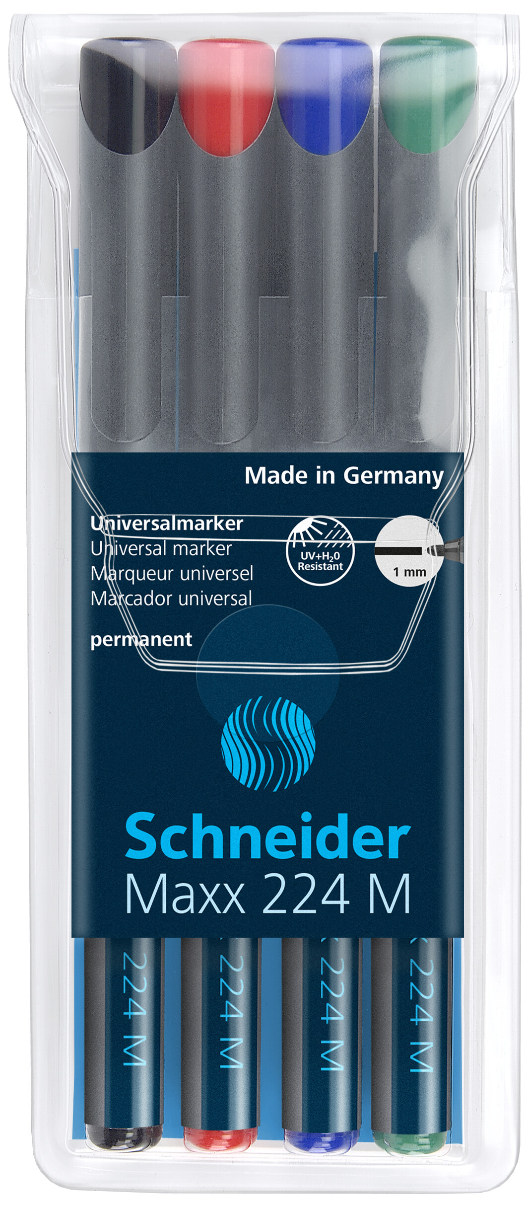 Noturīgais marķieris SCHNEIDER kodoskopa plēvēm OHP Maxx 224M, 1 mm, 4 krāsas