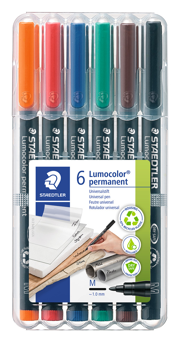 Noturīgais marķieris STAEDTLER kodoskopa plēvēm OHP 317M, 1.0mm, 6 krāsu komplekts