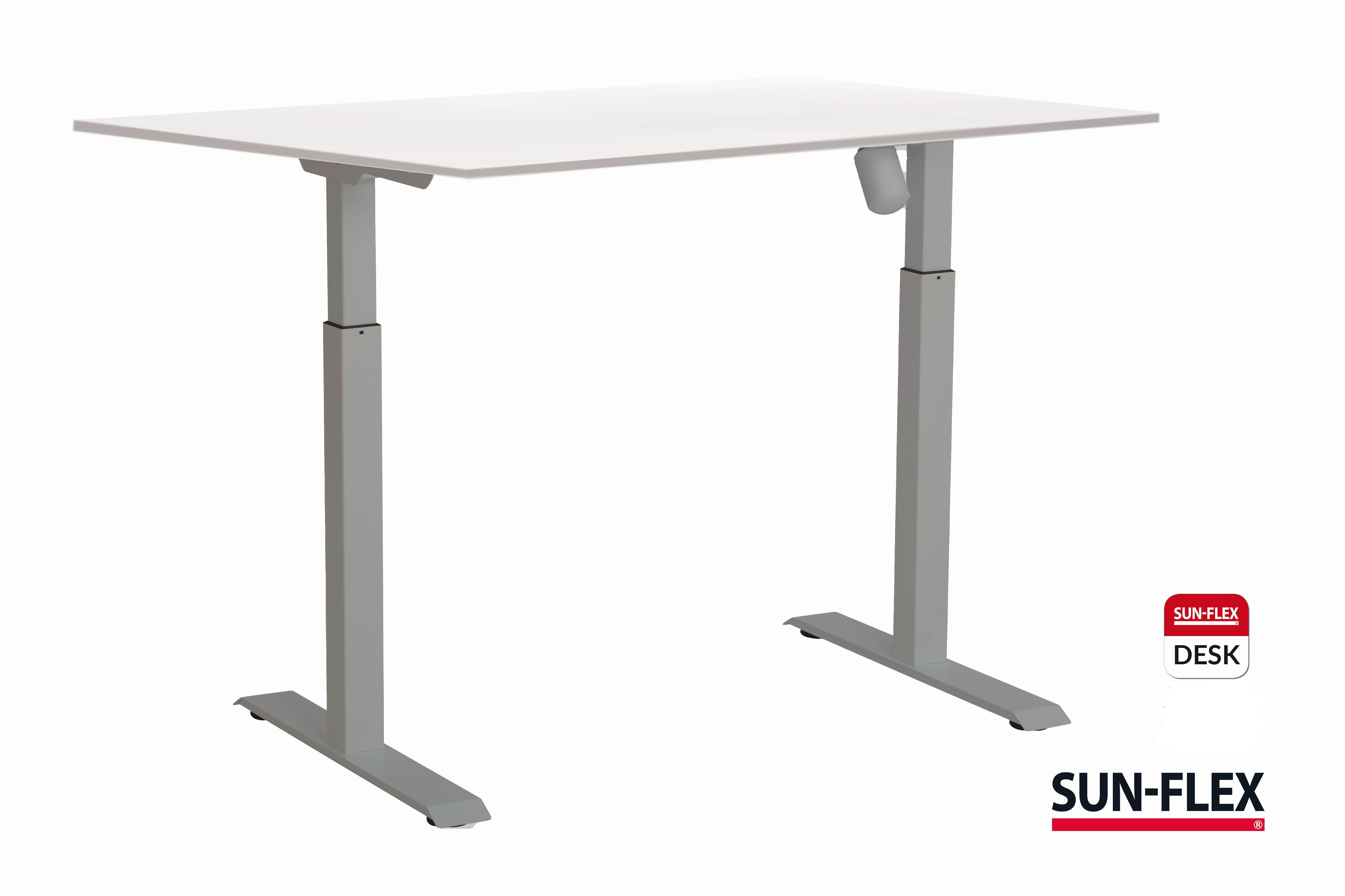 Regulējama augstuma rakstāmgalds SUN-FLEX ADAPT I,  balta virsma un pelēks rāmis 120x80 cm