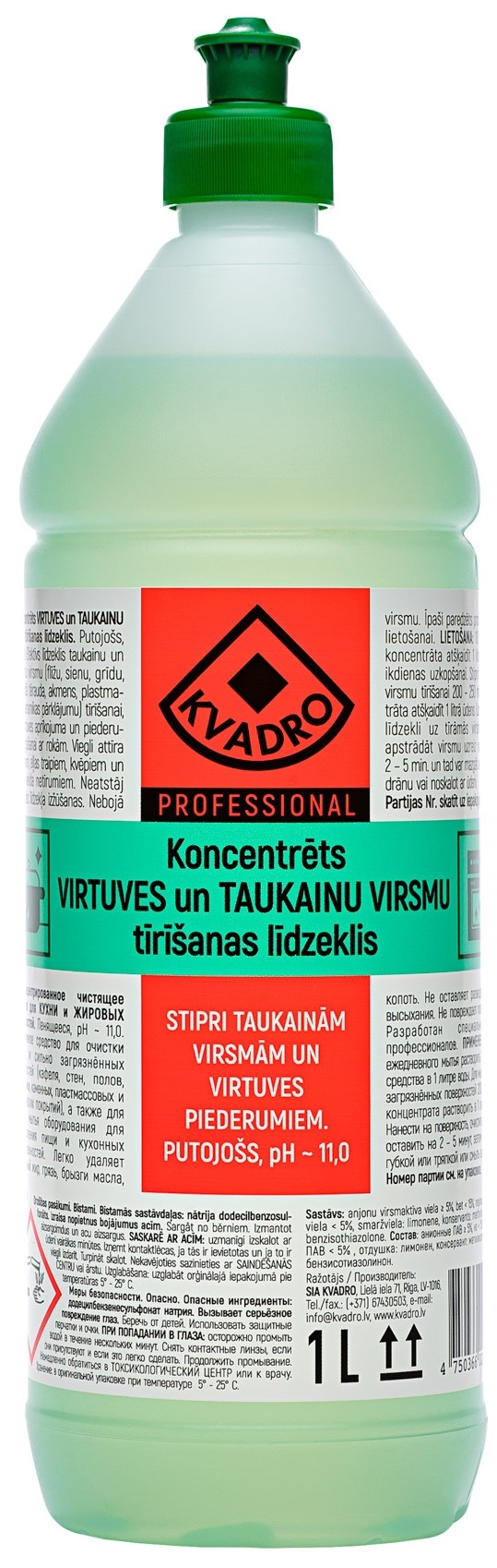 KVADRO Virtuves un taukainu virsmu tīrītājs, koncentrāts, 1l