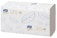 Roku salvetes TORK Premium Interfold Extra Soft H2, 2 sl.,100 salvetes, 21.2 x 34 cm, baltā krāsā ar lapiņām