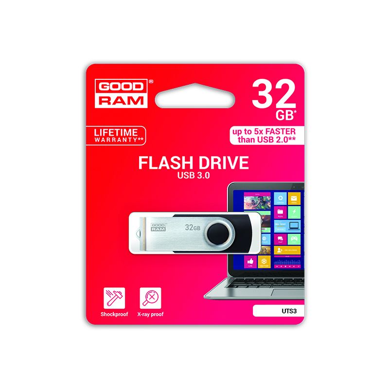Atmiņa USB 3.0 GOODRAM UTS3 32GB, melnā krāsā