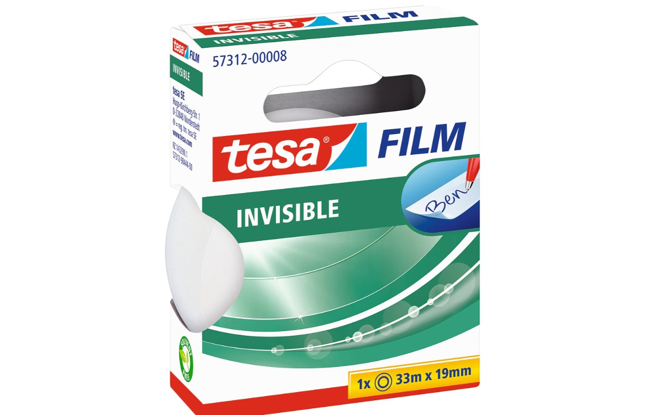 Pašlīmējoša lente tesafilm® Invisible, caurspīdīga, 33m x 19mm