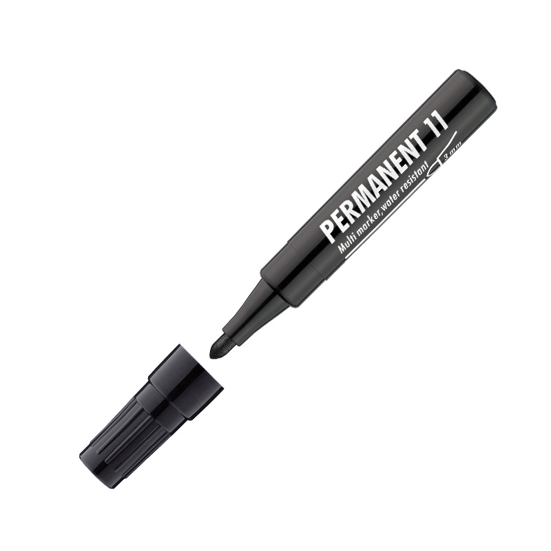Noturīgais marķieris ICO 11 konisks 1-3 mm, melns (plastmasas korpuss)