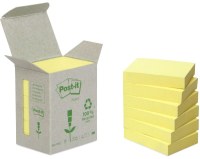 Piezīmju līmlapiņas Post-it Recycled, dzeltenas, ar izmēru 38x51mm, 6 gab./iepak.
