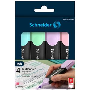 Teksta marķieri SCHNEIDER Job, 4 pasteļtoņi kartona kastītē