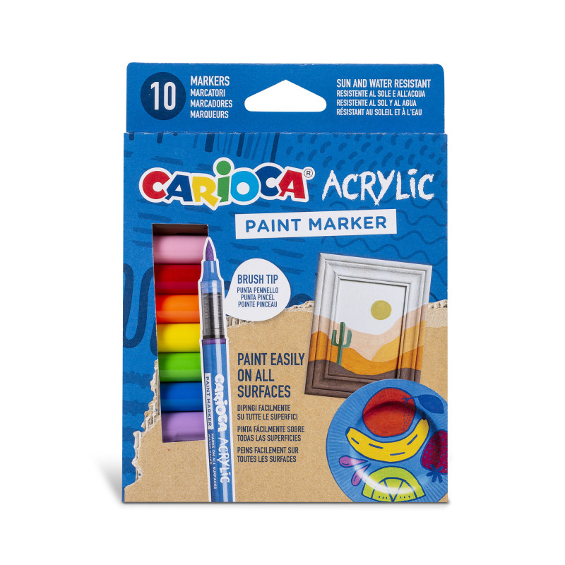 Akrila krāsu marķieri CARIOCA, 10 gab., kastē