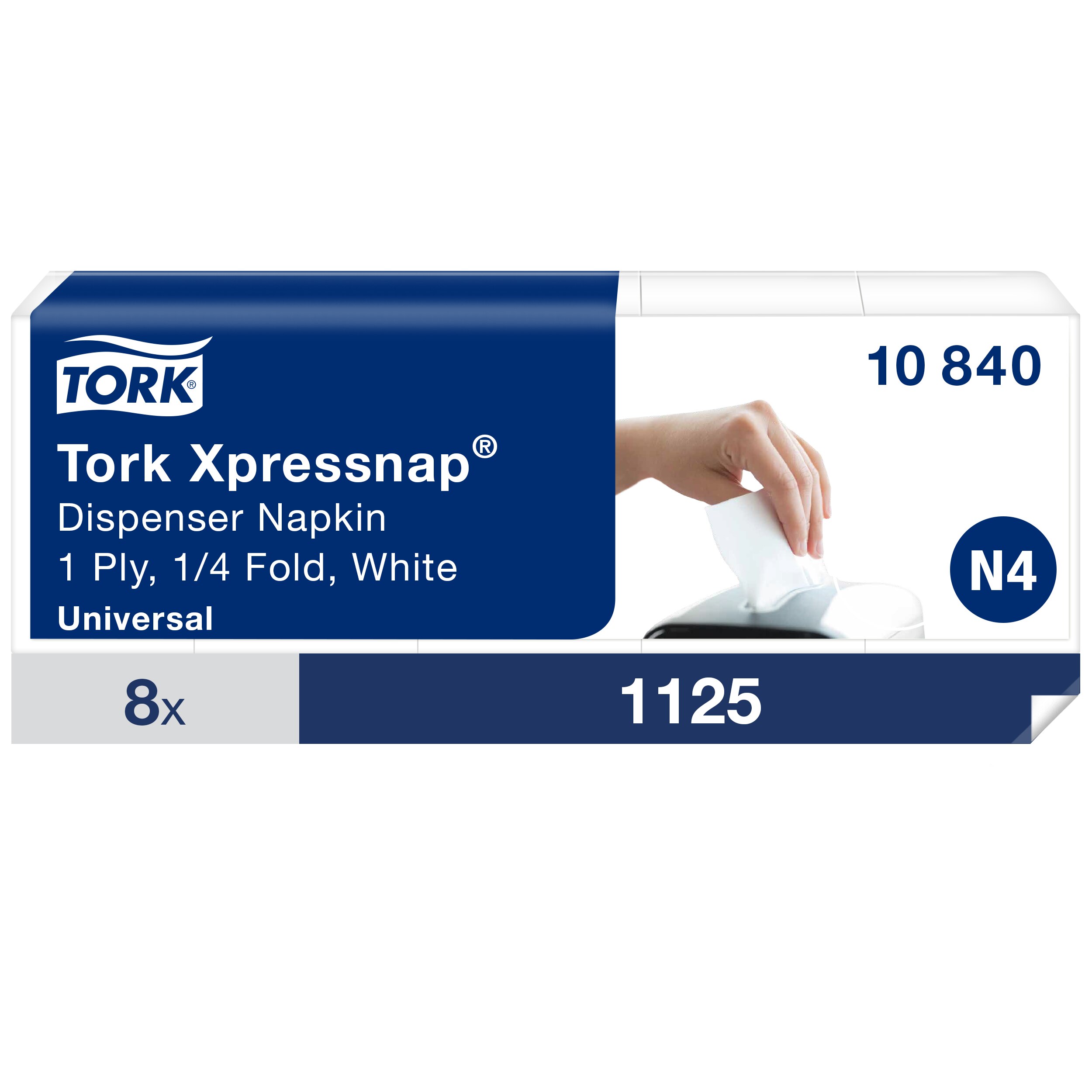 Salvetes TORK Universal XPRESSNAP, 1 sl., 225 salvetes,  21.6 x 33 cm,  baltā krāsā, 5 gab./iepak.
