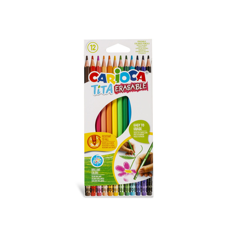 Krāsainie zīmuļi CARIOCA TITA, dzēšami, 12gab