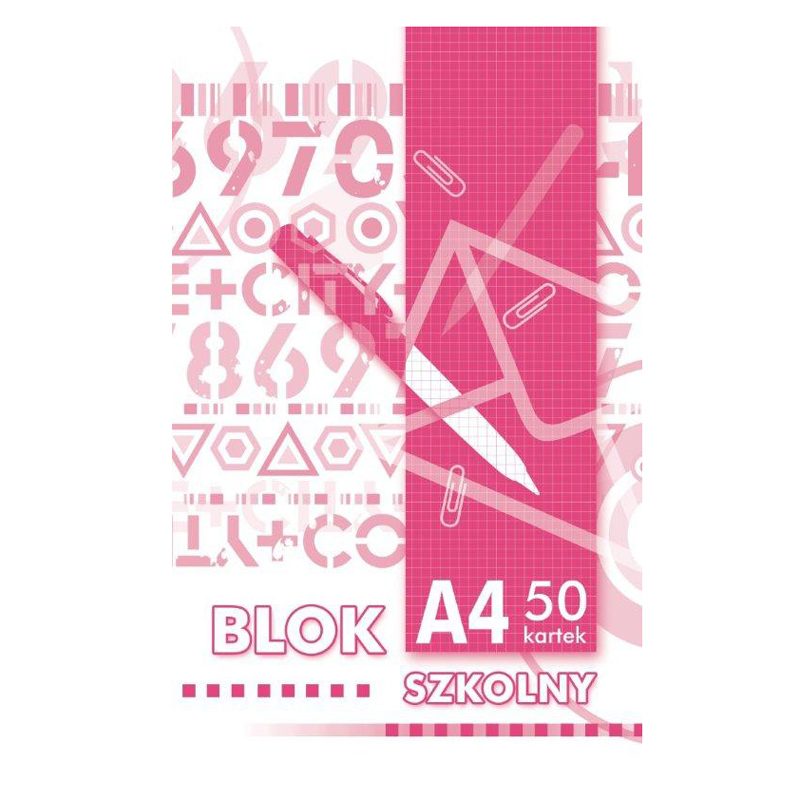 Piezīmju papīra bloks, līmēts, A4/50 lpp, bez caurumiem, rūtiņu