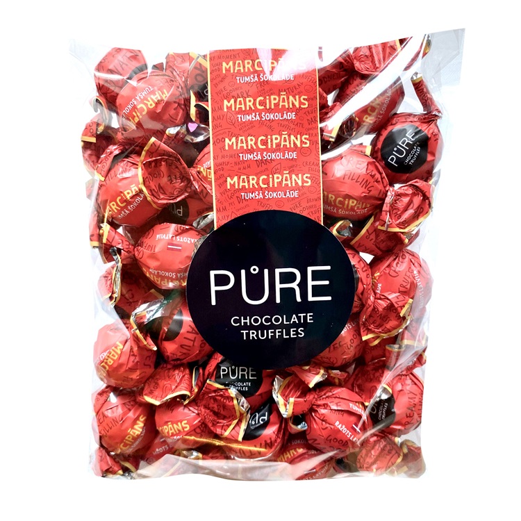 Šokolādes trifeles ar marcipāna krēma pildījumu 500g, PURE