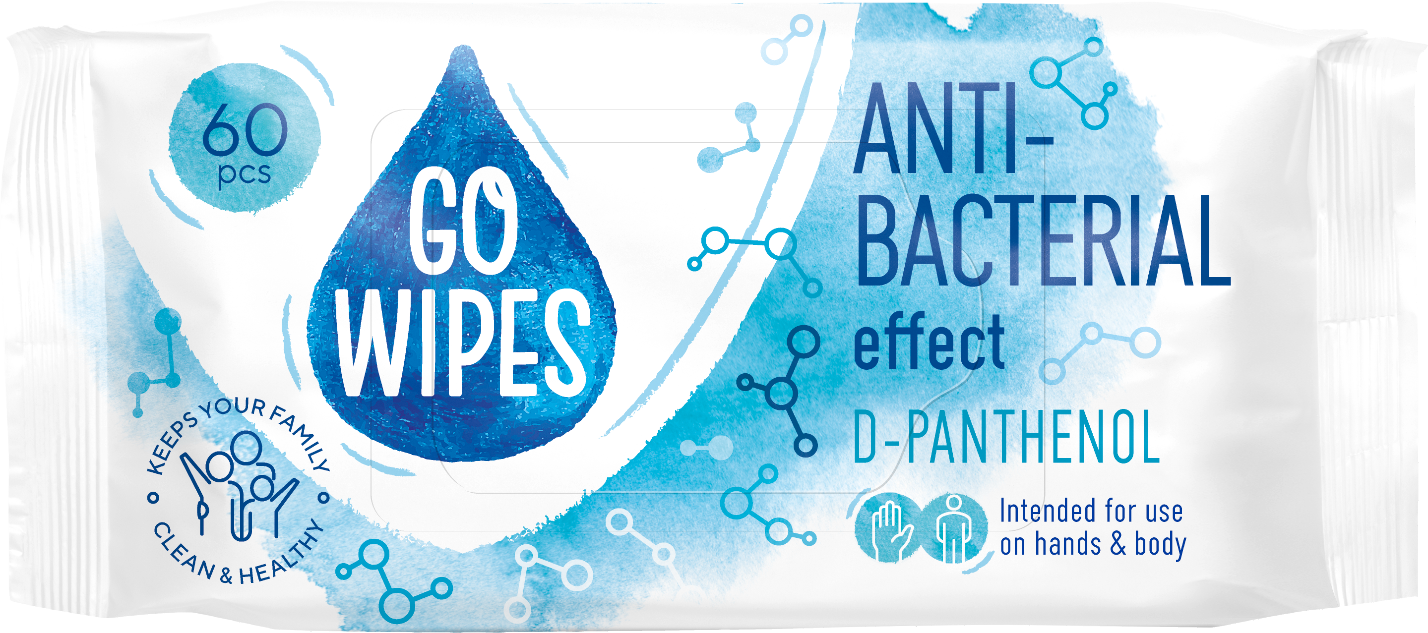 Mitrās salvetes GOWIPES Antibact D-Panthenol 60 gab.