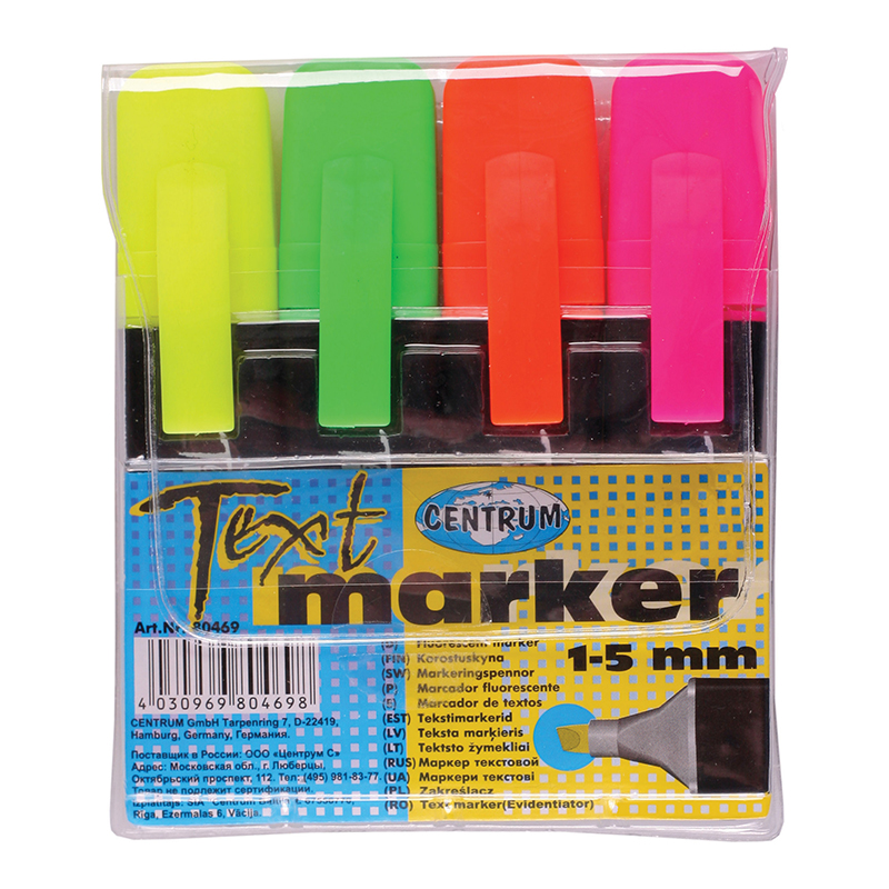 Teksta marķieris CENTRUM 4 krāsu komplekts