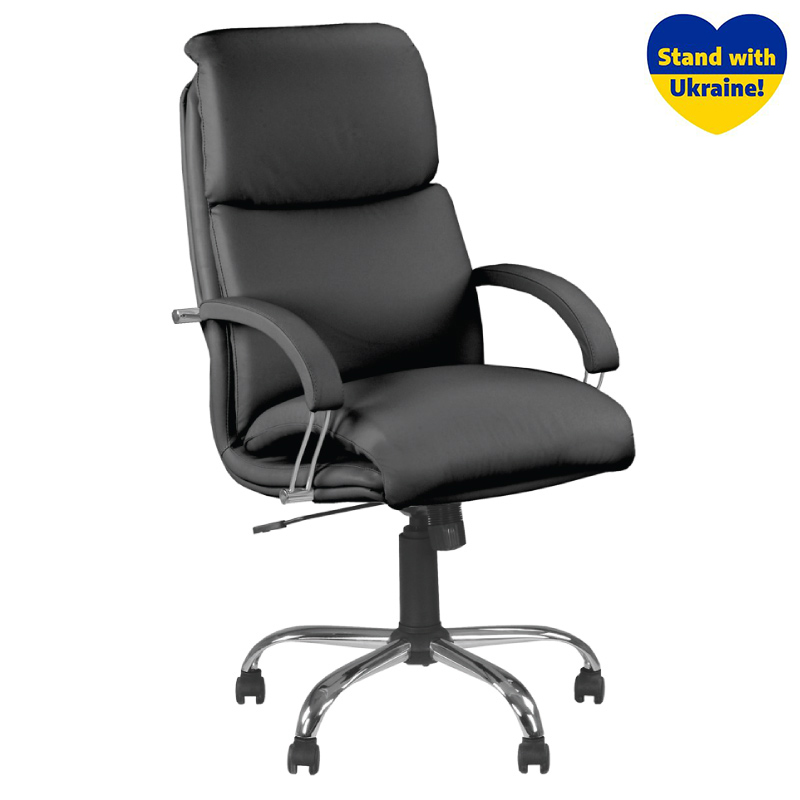 Biroja krēsls NOWY STYL NADIR STEEL Chrome (comfort), melna ādas imitācija